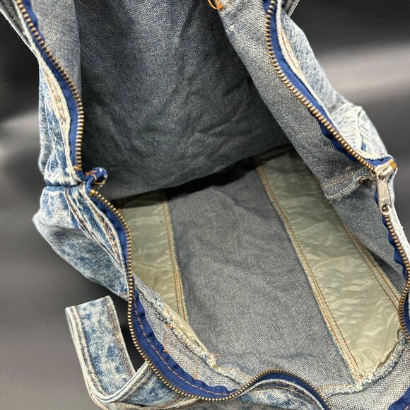 Vintage Denim Tote Blue Acid Wash 1980s Shane Purse Shoulder Bag Retro Fashion - Picture 4 of 12